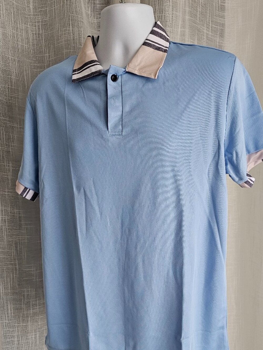 Men's Golf Polo Shirts Short Sleeve Performance Moisture Wicking Blue Size M NE